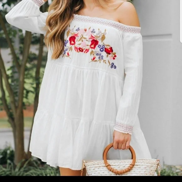 Free People | Dresses | Free People Boho Embroidered Off Shoulder Dress | Poshmark Free People | Dresses | Free People Boho Embroidered Off Shoulder Dress | Poshmark